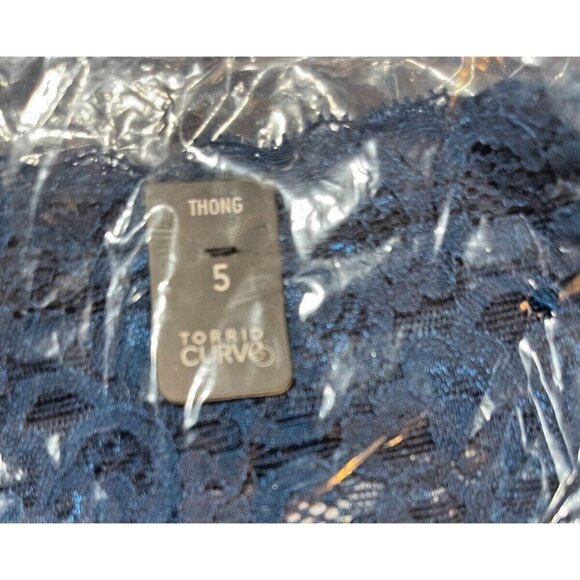 Torrid Plus 5 Teal Blue Calaveras Skull Print Wide Lace Waistband Thong Panties - Picture 6 of 6